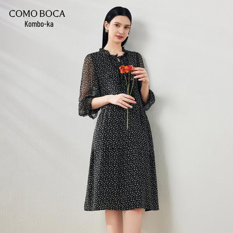 Women s French Floral Mulberry Silk Georgette Dress L