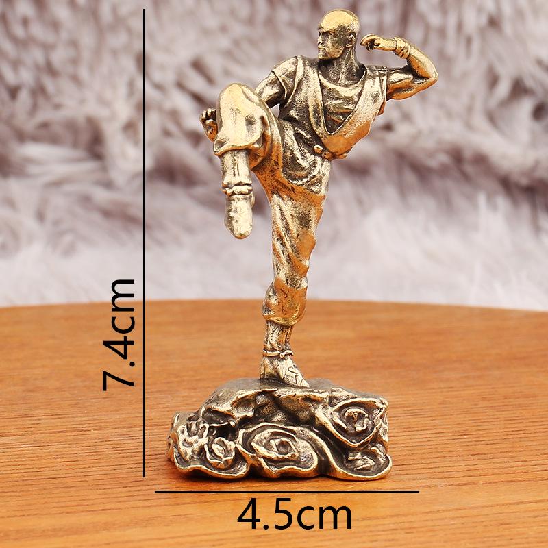 Retro Brass Shaolin Kung Fu Monk Figurine - Copper Desktop Decorative Toy Gift