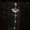Retro Chinese Plum Blossom Fan Brooch with Tassel Pendant
