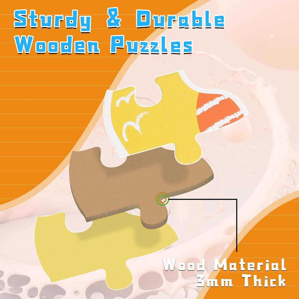 Wooden Jigsaw Puzzles for Toddlers Cartoon Animal Paper Puzzles Montessori Early Learning Education Toys Set Gifts Box for Kids