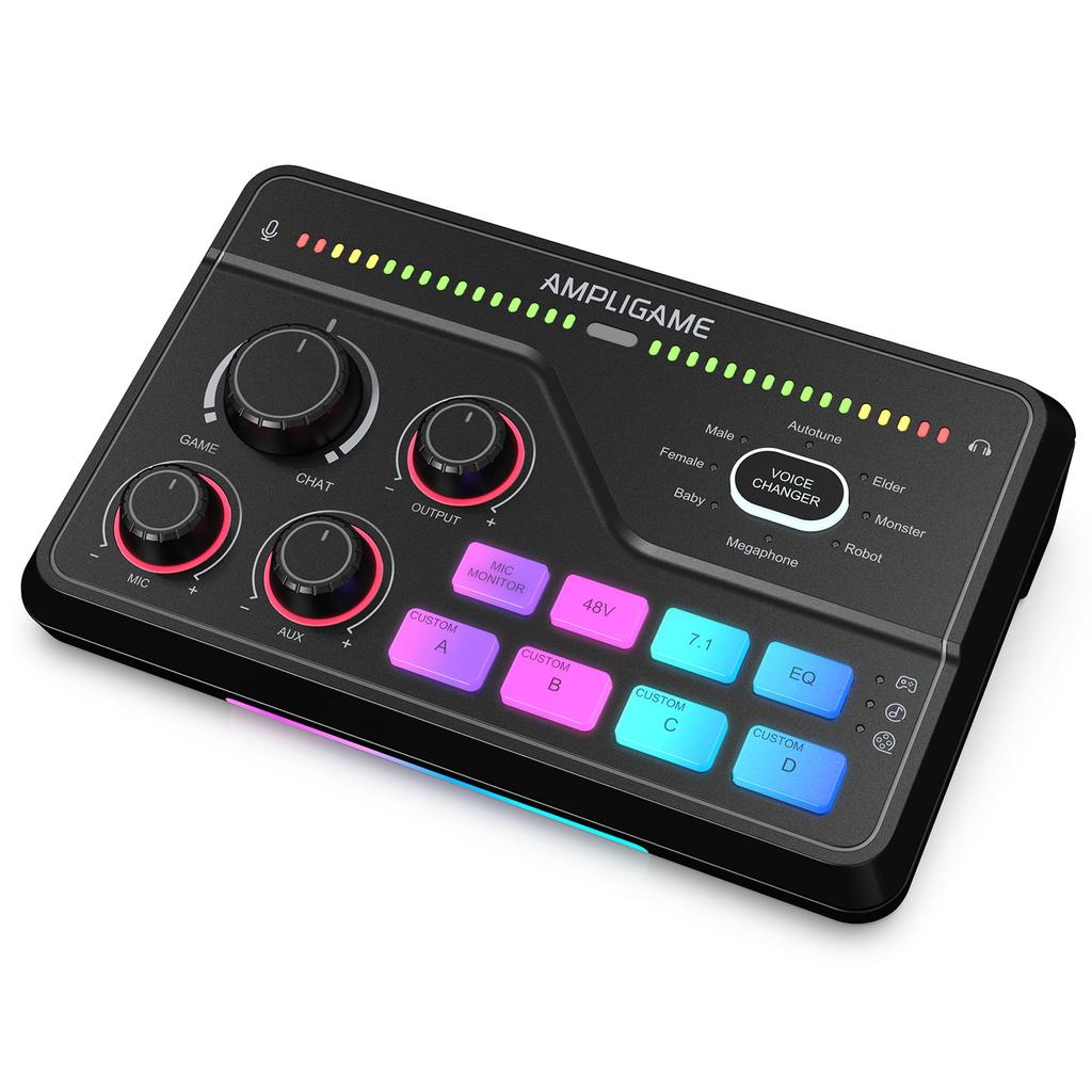 FIFINE Audio Mixer for Audio Audio Balancing Gaming Game Live Music Voice Phantom Sound XLR AmpliGame SC8 Streaming, Interface, Technology, PC/PS4/PS5