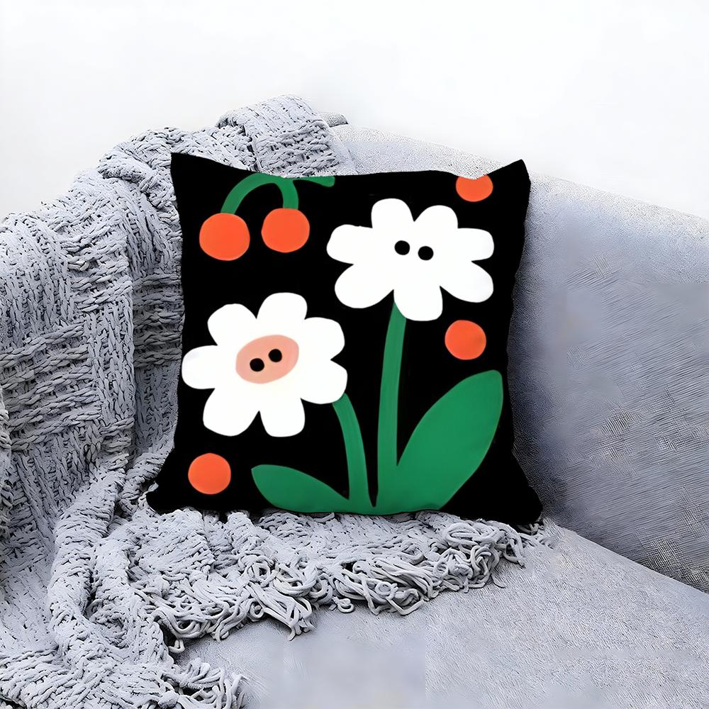 Artistic Floral Illustration Cushion Cover Premium Comfort Reversible Pillow Cove Two in One Design for Any Room Car Interior