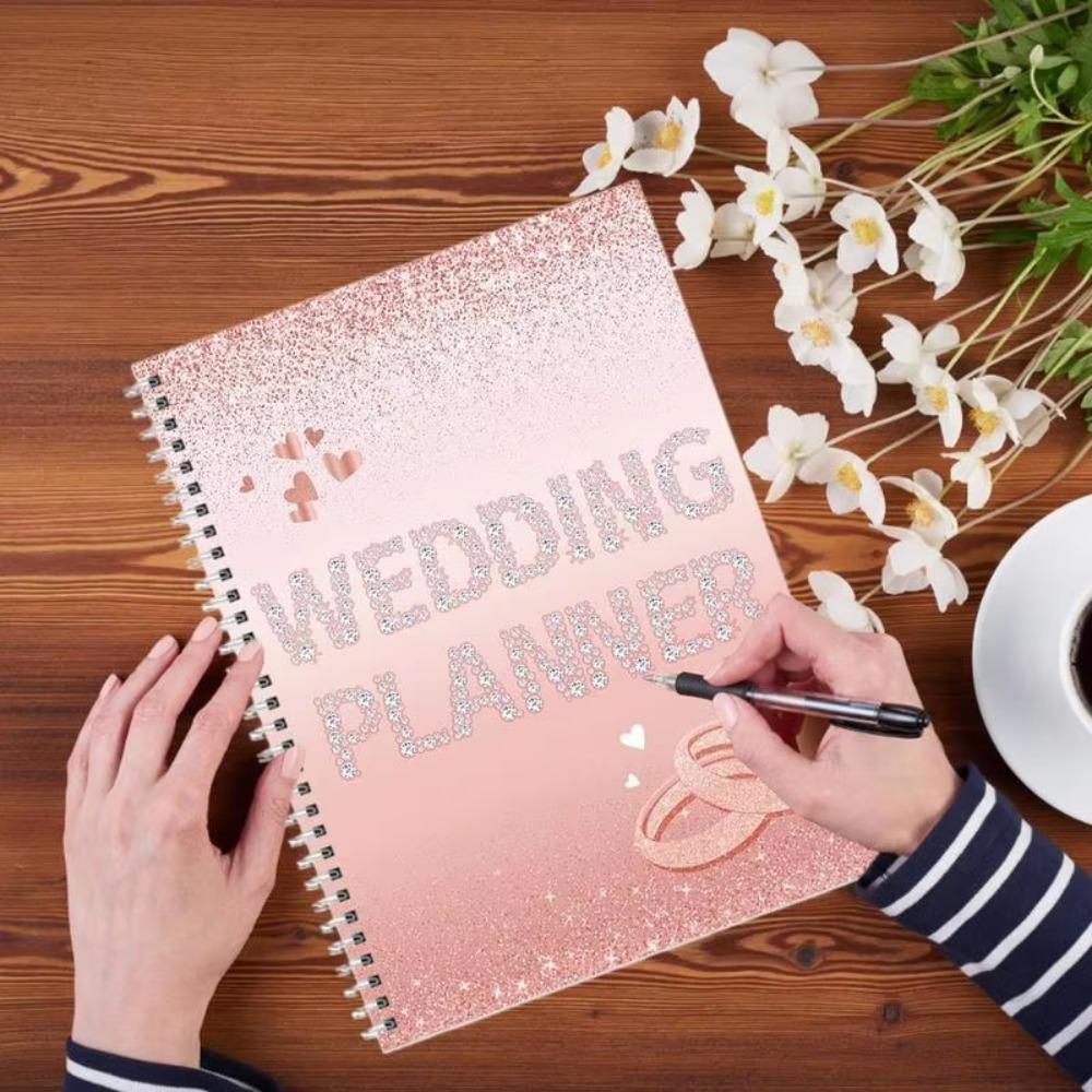 Thick Paper Wedding Planning Book Undated Sparkling Bridal Organizer  Habit Tracker