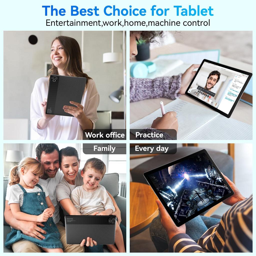 Android 15 Tablet, 10 Inch Tablet, 20GB RAM+64GB ROM (TF 1TB), 5000mAh, 1280 * 800 HD, WiFi 6, Bluetooth 5.4, Dual Cameras, Dual Speakers, Black