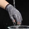 1Pair Winter Fishing Gloves Waterproof Windproof Anti-Slip Fleece Lined Three Fingers Omitted for Outdoor Climbing