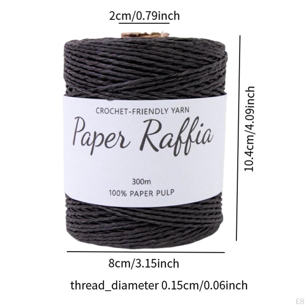 Cotton Raffia Yarn 328 Yards Lightweight Round String Soft for Crocheting Bags DIY Crafts Beach Hat