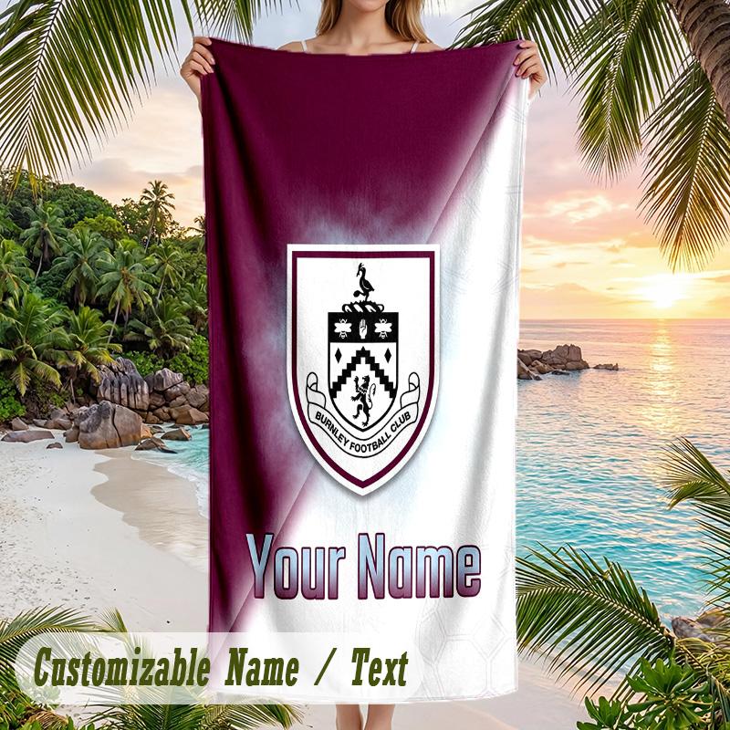 Beach Towel Burnley Football Print Custom Name Text Soft Towel for Swimming Pool
