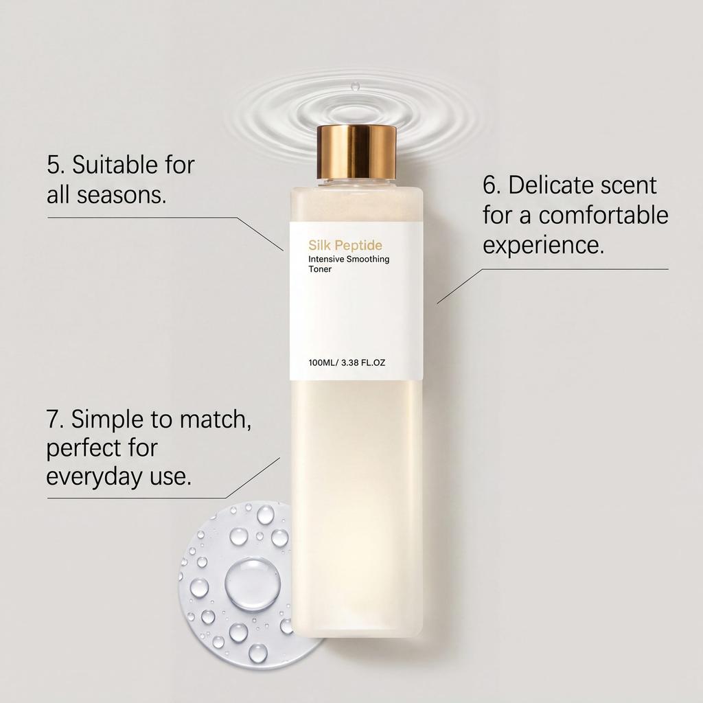 Silk Peptide Smoothing Facial Toner Hydrating Skin Care Liquid 100ml