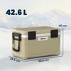 42.6L Insulated Cool Box, Lightweight Portable Ice Cooler with Handle, Lid and Drain Valve, Khaki