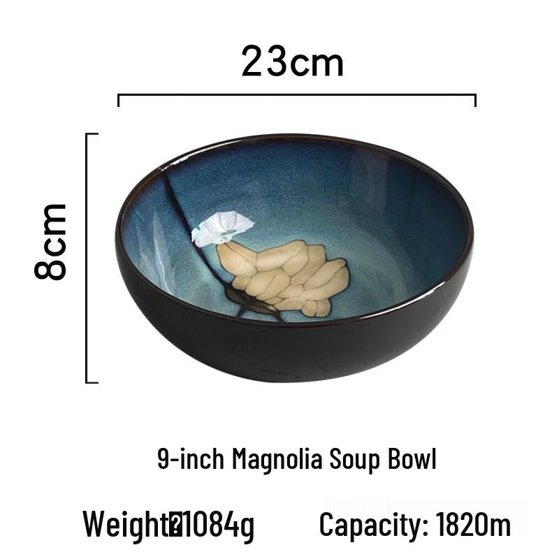 ZISIZ 9-inch Ceramic Magnolia Serving Bowl