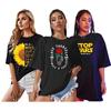 Black Cotton Women's Oversized T Shirt Designer Casual Wear Top Pack of 3 Set
