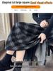 New Autumn/Winter Plus-Size Plaid Wool A-Line Midi Skirt for Women with Slimming Wide Hem