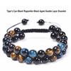 Men's Adjustable Yoga Bracelet with Natural Tiger Eye & Agate Stones