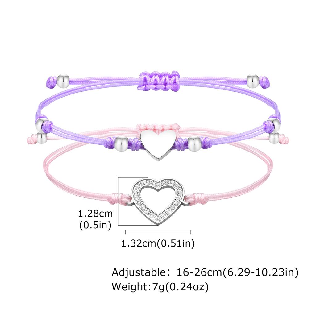 New Fashion Hollow Heart Set Bracelets Stainless Steel Handwoven Push-pull Handmade Bracelet for Woven Jewelry Gift