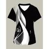 Sommer-Kurzarm-T-Shirt Medizinischer Anzug Damen Modebedrucktes Lässiges V-Ausschnitt-Kurzarm-Chirurgie-Anzug mit Taschen