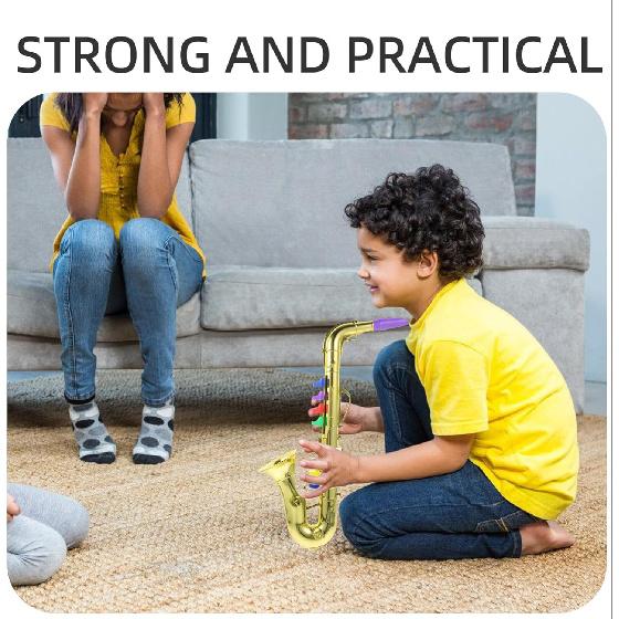Saxophone for Kids Musical Instruments Toy Fake Saxophone Prop Trumpet Toy Clarinet with 8 Colored Coded Keys Educational Toy for Toddlers Children