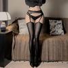 Oily sexy temptation lace suspender integrated, black gray horse oil socks oil bright black suspender socks over the knee