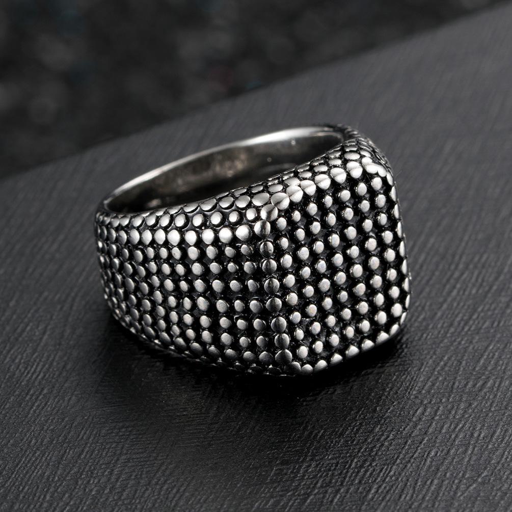 European and American Style Domineering Dot Shaped Mens Ring Titanium Steel Retro Trend Fashion