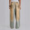 Y2K Vintage Washed Letter Print Denim Jeans High Waist Cotton Straight Leg Streetwear Long Trousers
