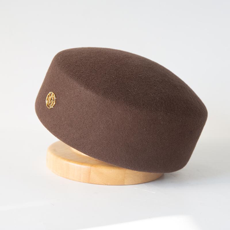 Kurzrand Flacher Wollfilz Barett INS Mode Pillbox Hut Damen Französisch Elegant Fedoras Matrosenhut Kapitänskappe Damen Bert Hart