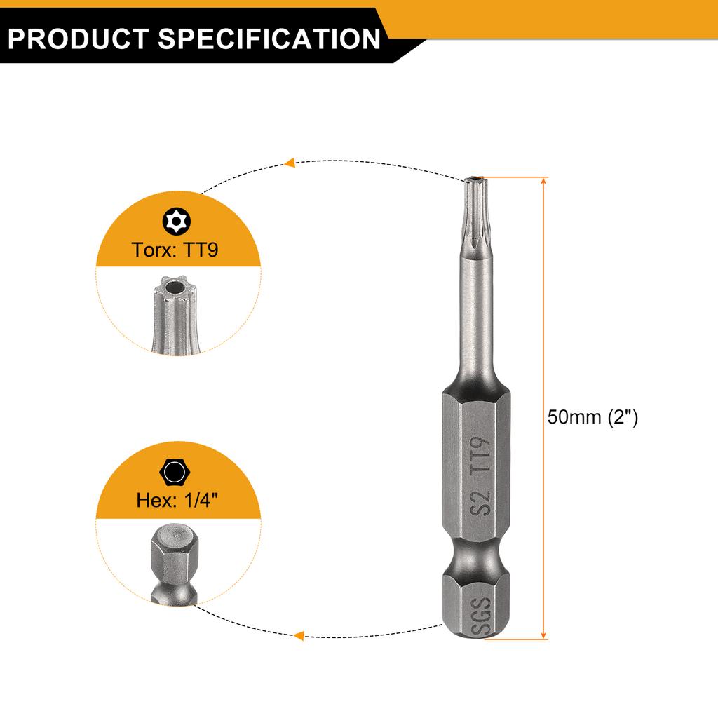 1/3/5pcs TT6-TT50 Security Torx Head Screwdriver Bit 1/4" Hex Shank Magnetic Tamper Proof 6 Point Star Screw Driver Drill Bits