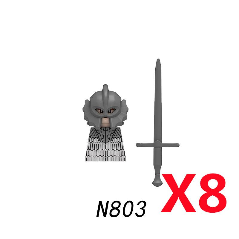 MOC Mittelalterliche Burg Rabe Schwarzer Falke Ritter Figuren Bausteine Infanterie Kriegswaffe Soldat Schild Schwert Rüstung Kinderspielzeug B143