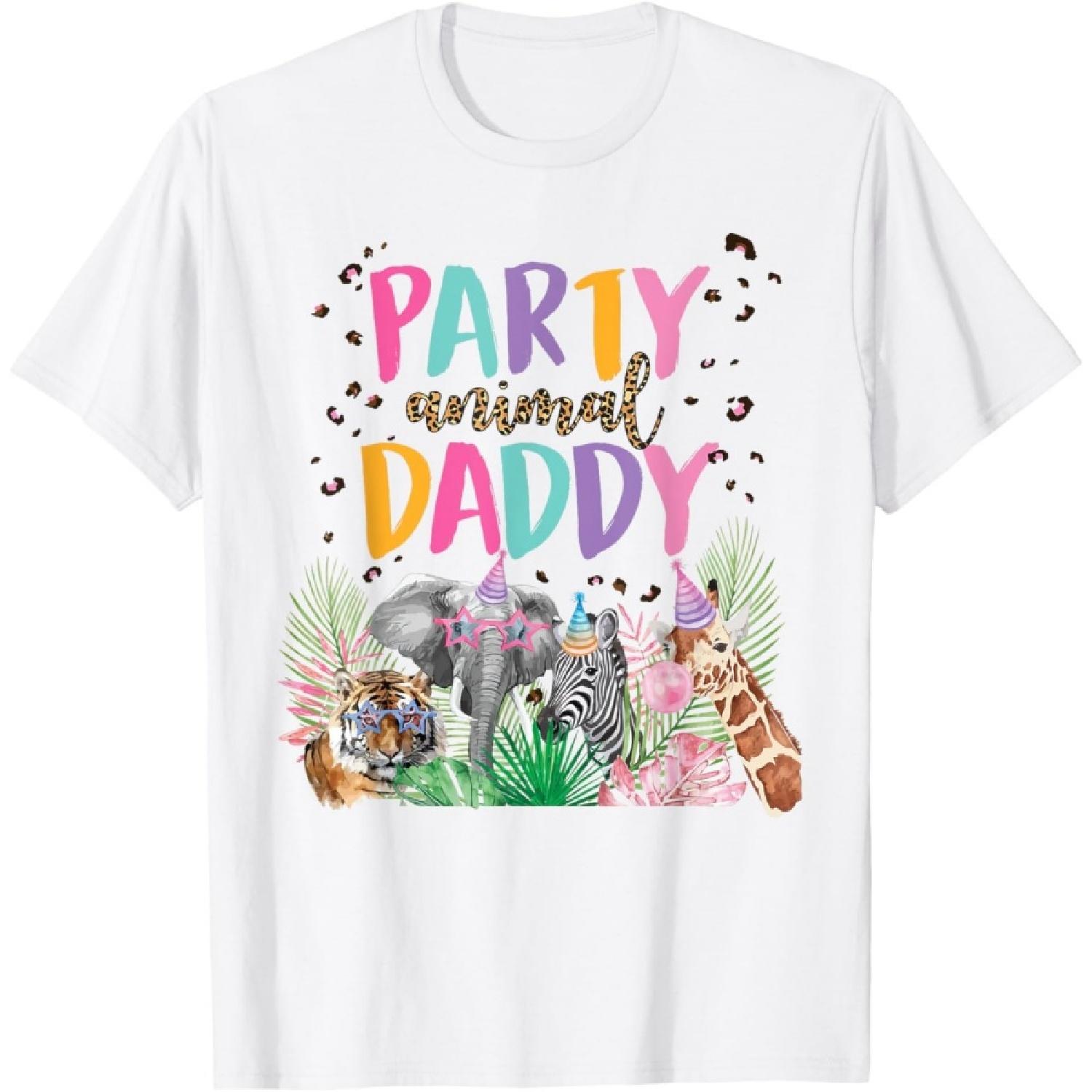 Daddy Of The Birthday Boy Girl Zoo Theme Animal Party T-Shirt S