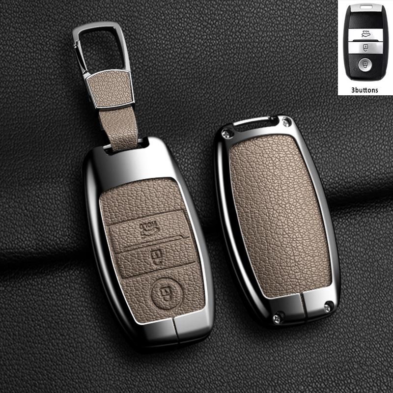 Zinc Alloy Leather Auto Shell Fob For Kia Optima Sorento Niro Soul Car Key Cover Case Holder For Kia KX3 KX5 K3S RIO Ceed Cerato