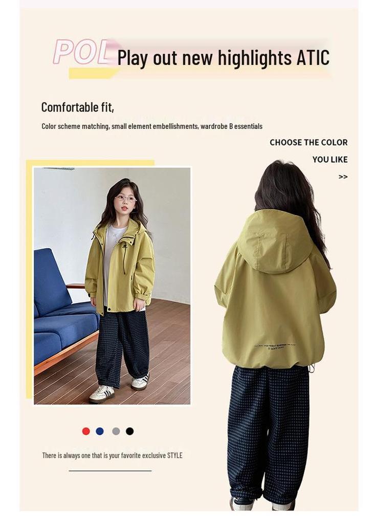 Girls' Stylish 2026 Spring/Autumn Windbreaker for Middle School Students