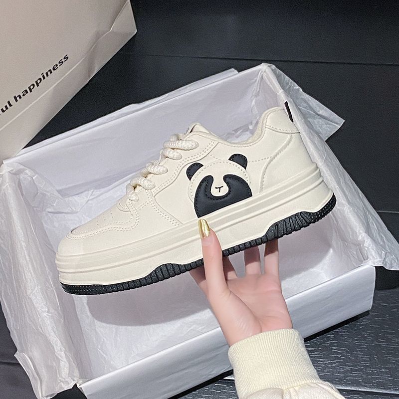 Platform White Shoes Women's Platform 2025 Black and White New Popular Panda Color Matching Versatile Sports Heightening Casual Board Shoes