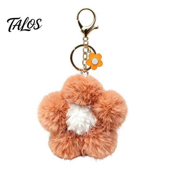 Fluffy Flower Bag Charm Plush Keychain for Backpack, Fuzzy Floral Keyring Ornament Charm, Women Girls Handbags Decorative Accessory Backpack