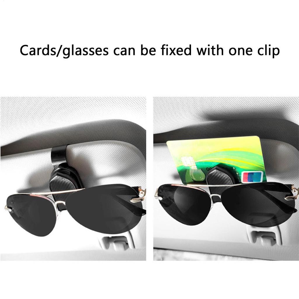 Sunglasses Visor Clip Universal Carbon Fiber Textured Multifunctional Organizer Car Glasses Holder For Money Key Traveling