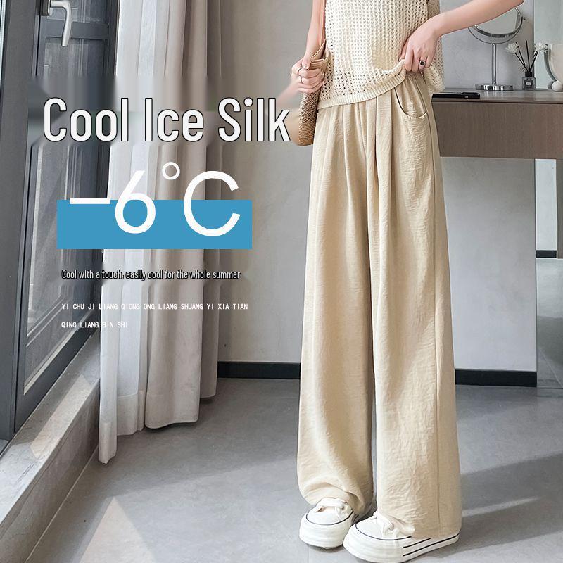Ice Silk High-Waist Wide-Leg Pants - Summer Yamamoto Style S (40-52 kg)