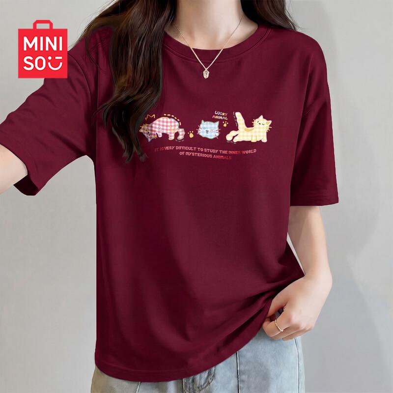 MINISO Women's 2026 Summer Pure Cotton Loose Short Sleeve T-Shirt