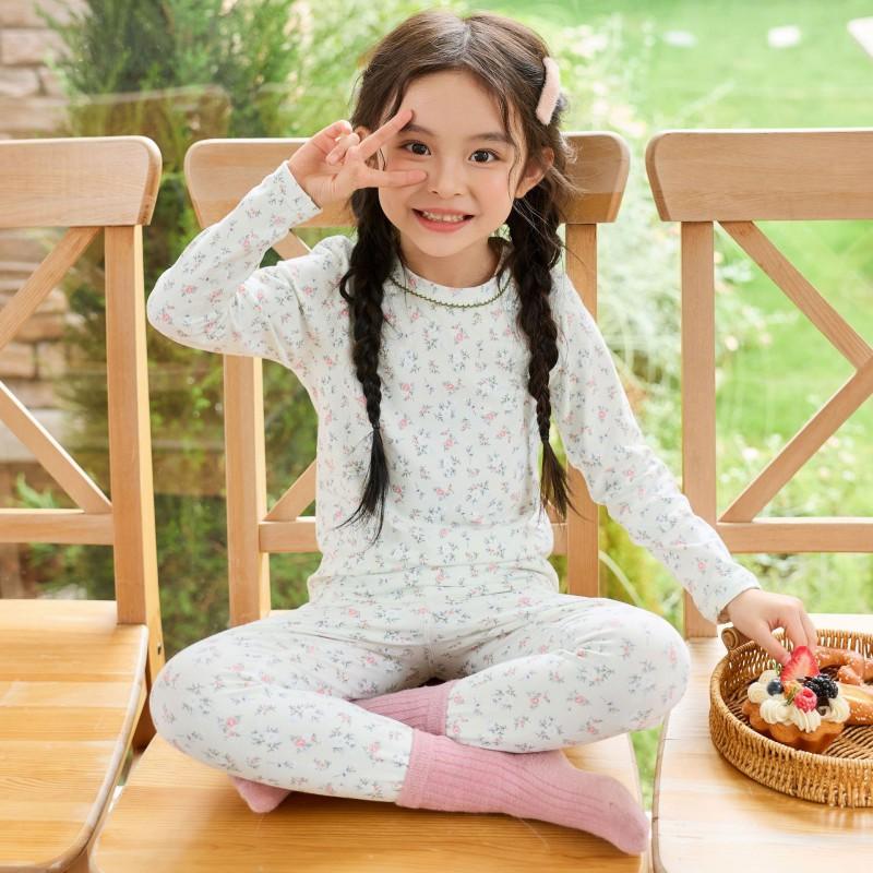 2026 Kids Cotton Underwear Set Girls Aged 8-16 Thermal Loungewear