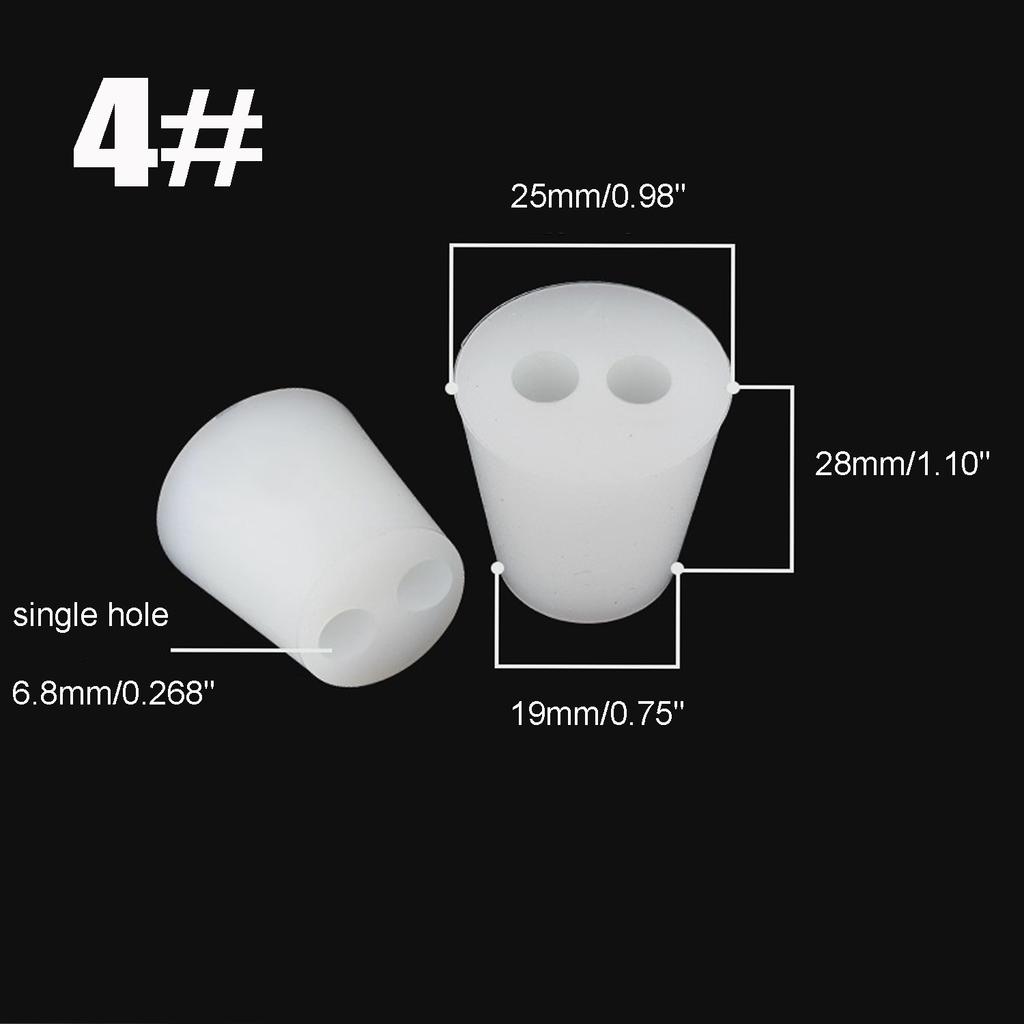 1-2pcs White Silicone Lab Stopper, Tapered Rubber Plug 4# To 12#, Tight Seal for Test Tubes, Flasks & Fermentation Vessels