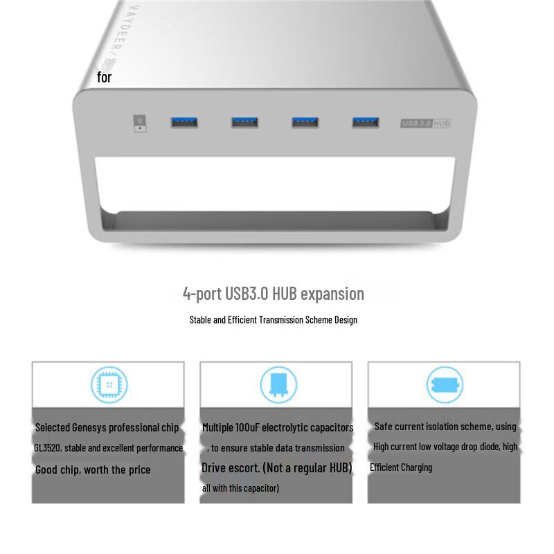Monitor Riser with 4-Port USB Hub
