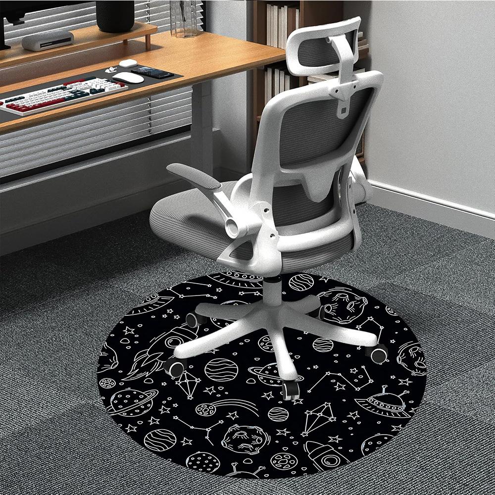 

1pc Space Adventure Pattern Chair Carpet for Office, Soft, Non-Slip Polyester Mat, Office, Living Room, Bedroom, Durable Polyester yy251207187 80cm by 80cm