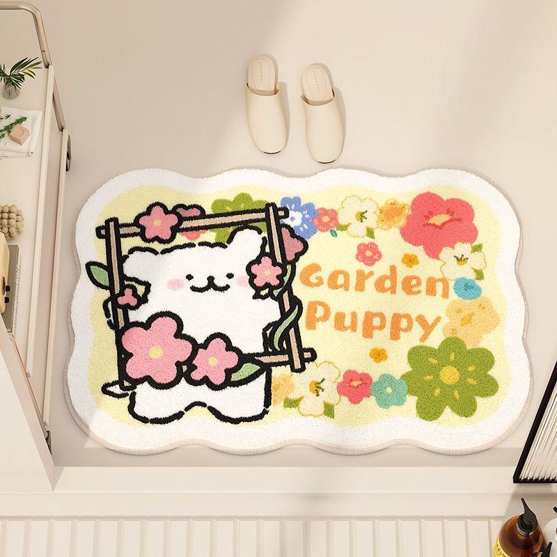 Cartoon niedlich frisch Kaschmir-Imitat Badezimmer-Bodenmatte saugfähig rutschfeste Matte Toilettentür Fußmatte Toilettenteppich 40X60cm 15.7X23.6in