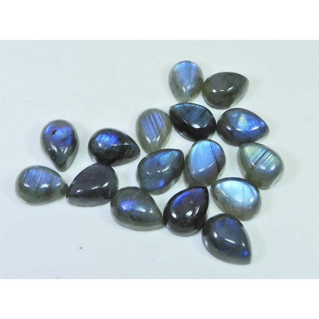 10X13MM Natural Labradorite Blue Fire Pear Cabochon Loose Gemstone 16Pcs Lot C-1128