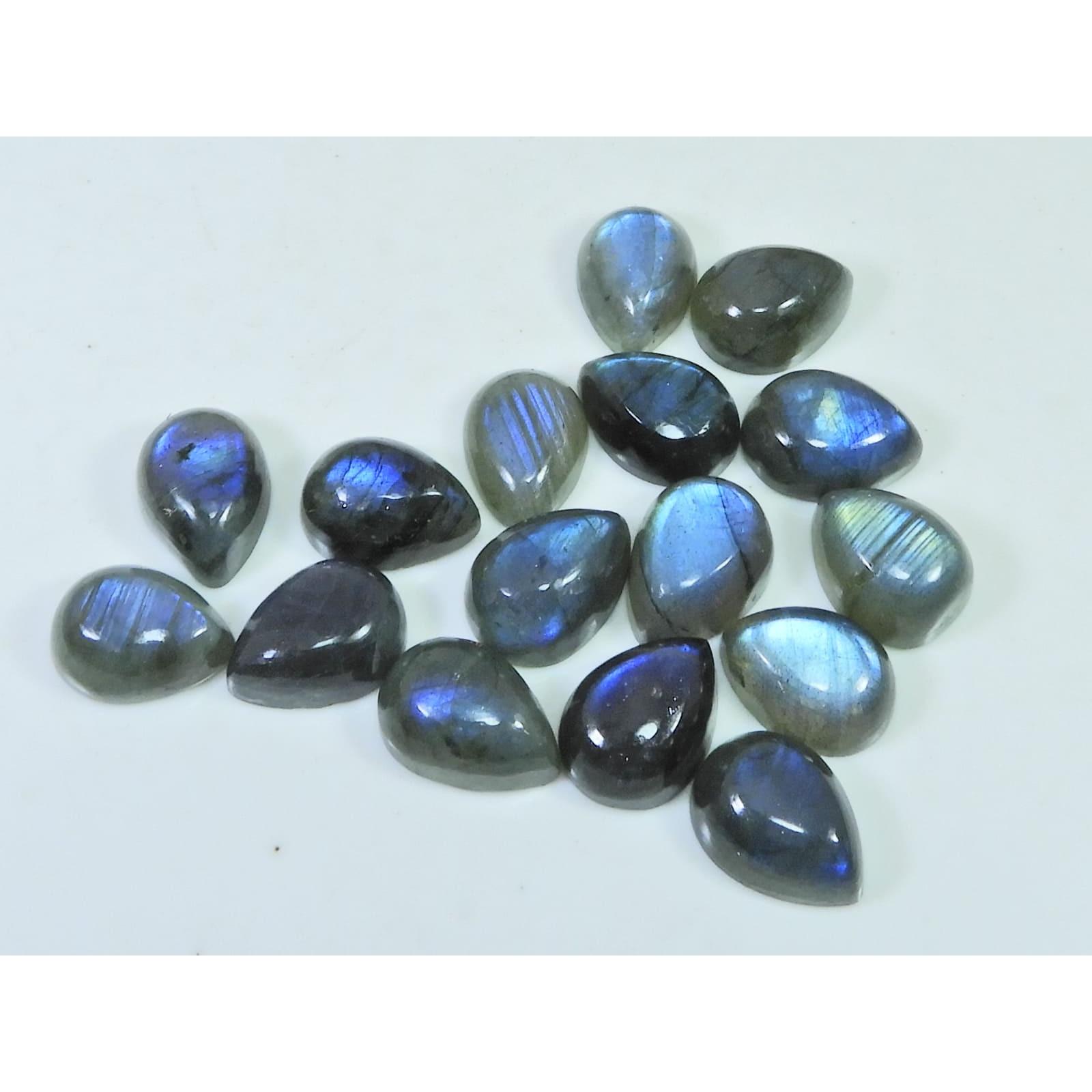 10X13MM Natural Labradorite Blue Fire Pear Cabochon Loose Gemstone 16Pcs Lot C-1128
