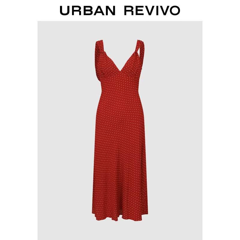 Женское ретро-платье в горошек с V-образным вырезом UR 2026 Осень M