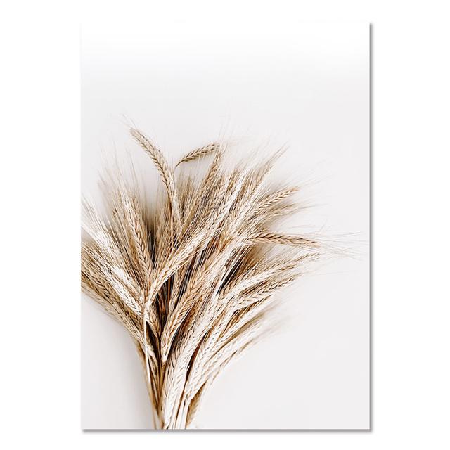 Póster de pared de hierba de diente de león y caña de color beige nórdico natural, pintura en lienzo para pared, póster, imágenes para dormitorio, decoración de sala de estar