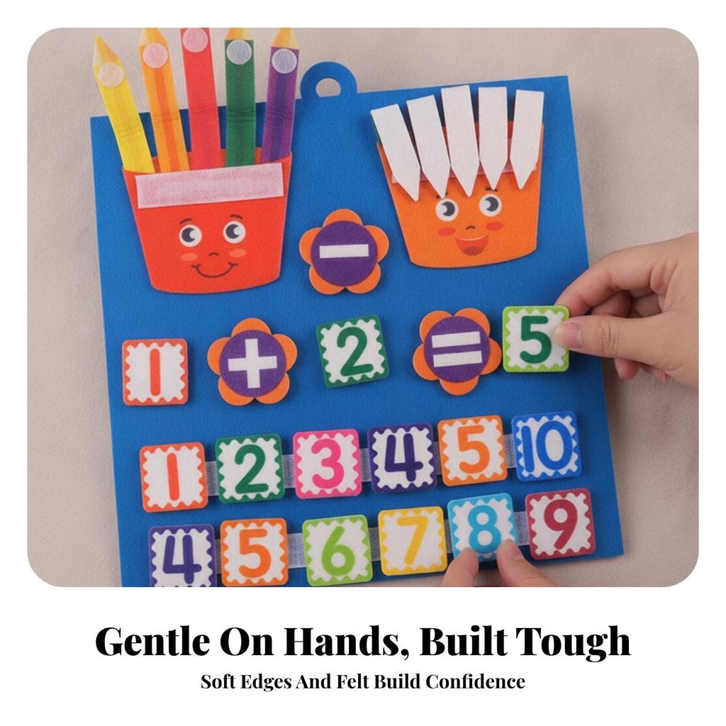 Counting Board with Felt Fingers Hands-on Educational Toy Portable for Preschool