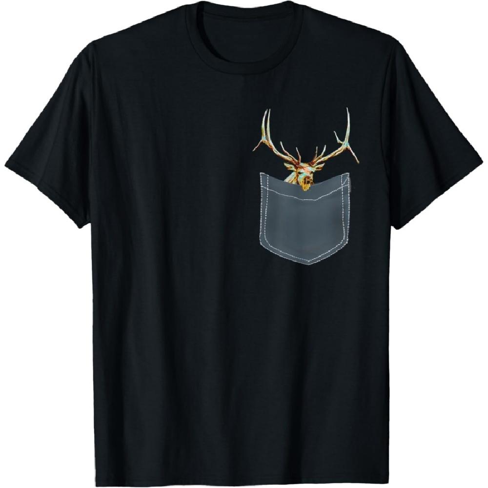 

Elk Shirt - Cool Elk in Pocket for Men Women Kids Elk Lovers T-Shirt XXXXXL чорний