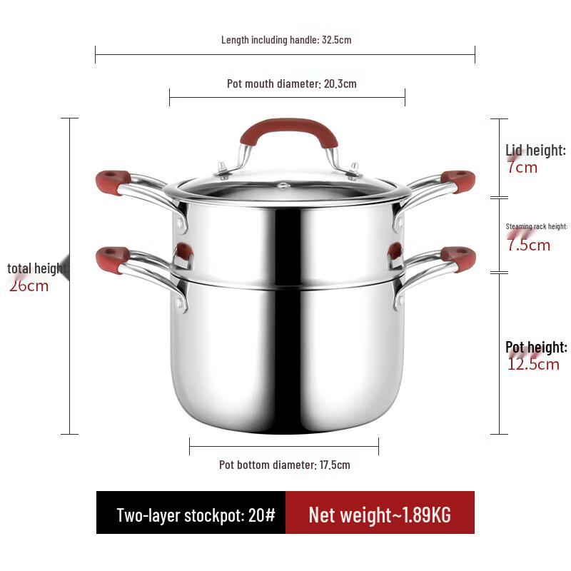 Lilang 304 Stainless Steel 20CM Thickened Milk & Soup Pot