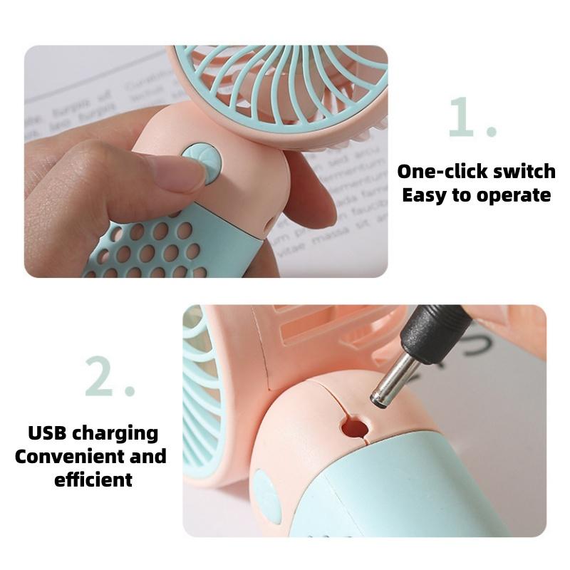 Cartoon Style Mini Handheld USB Fan 3 Speed Rechargeable Compact and Portable for Outdoor Pocket Use