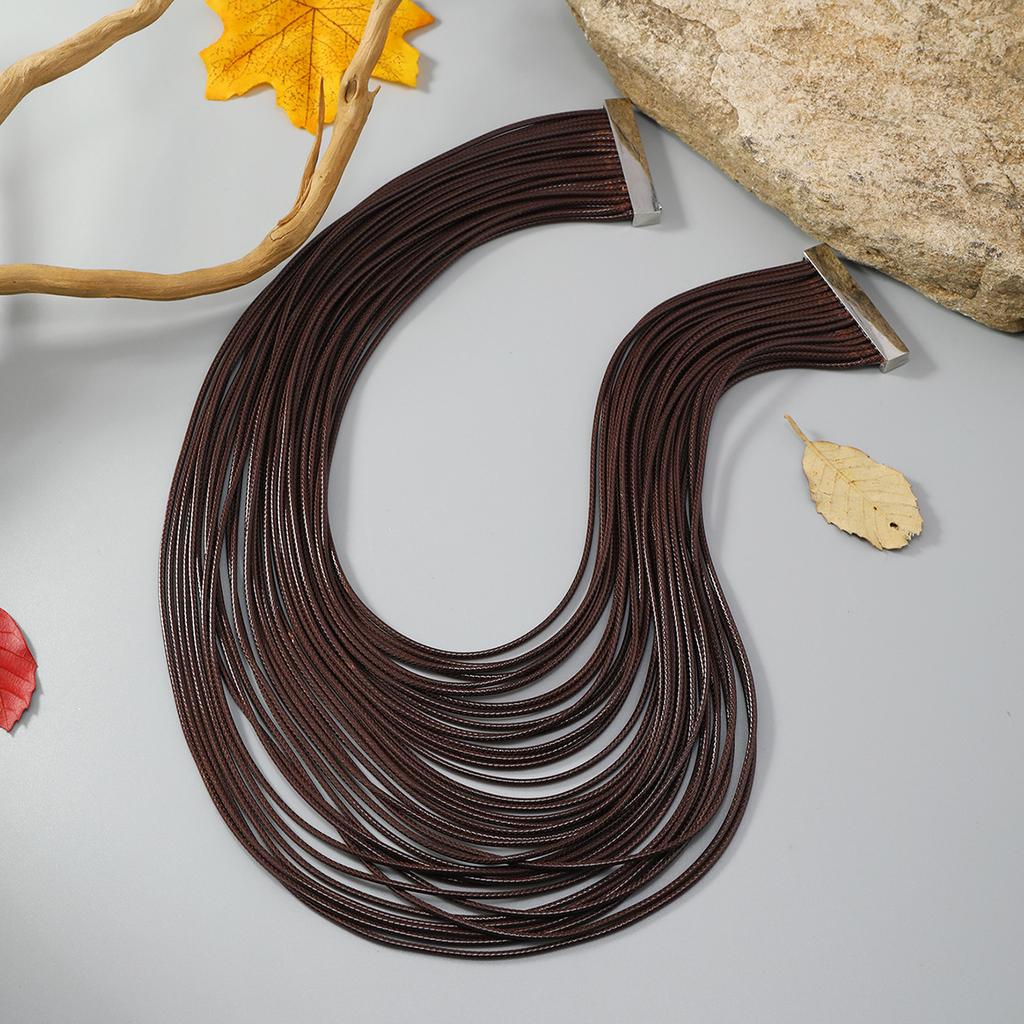 Exaggerated Multi-layer Leather Rope Necklace Retro Neck Chain Jewelry Accessories