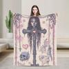 Halloween Gothic Blanket Cover Fleece Goth Coquette Warm Throw Blanket for Bedding Couch Bedspread