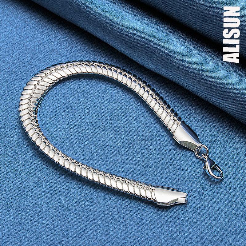 925 Sterling Silver 10mm náramek s bočním hadím řetízkem Módní svatební šperky